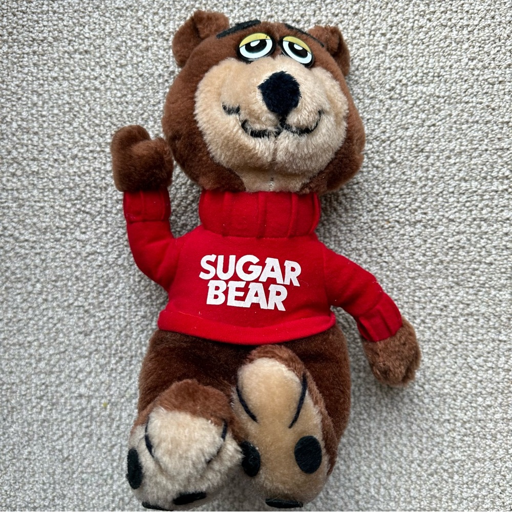 Sugar Bear Post Cereal Golden Crisp Mascot Vintage Sitting Plush Toy 10” Stuffed